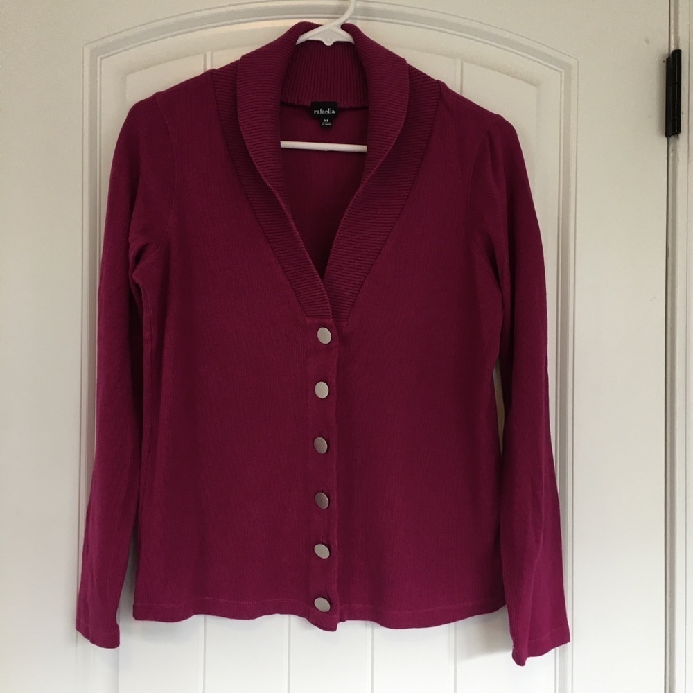 Rafaella Pink Women’s Button Down Sweater Medium